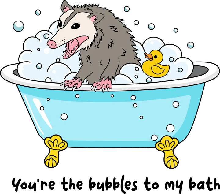 Opossum in Bathtub DTF Transfer