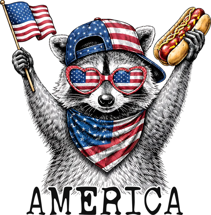Patriotic Raccoon DTF Transfer