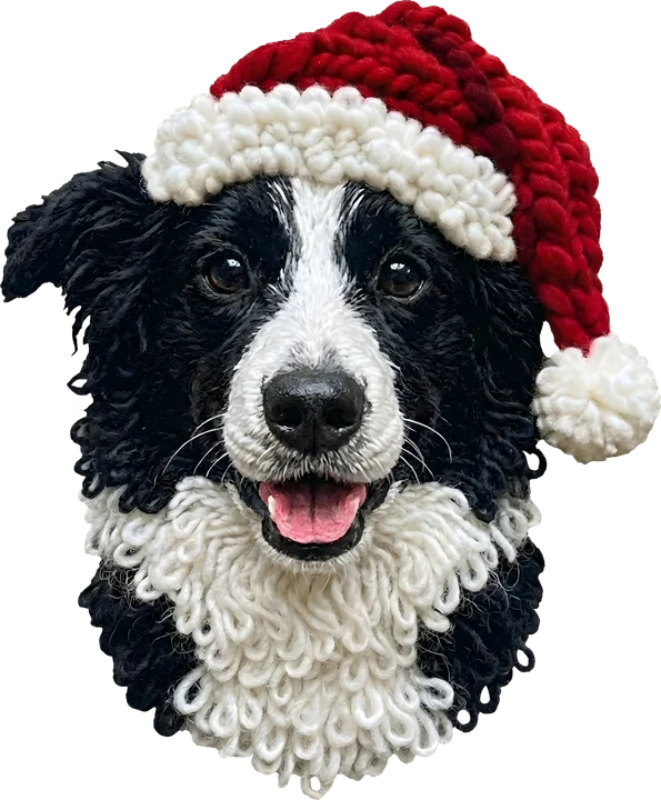 Christmas Dog in Crochet Hat DTF Transfer