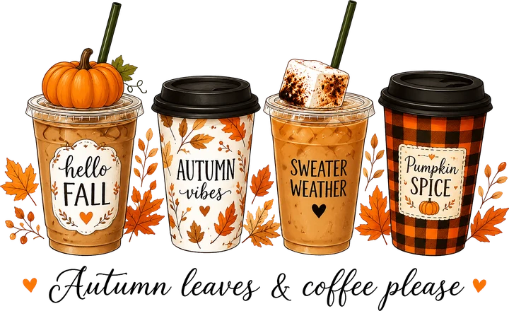 Autumn Coffee Cups DTF Transfer