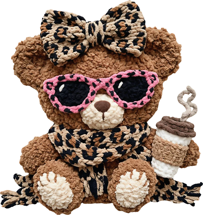 Leopard Print Teddy Bear DTF Transfer