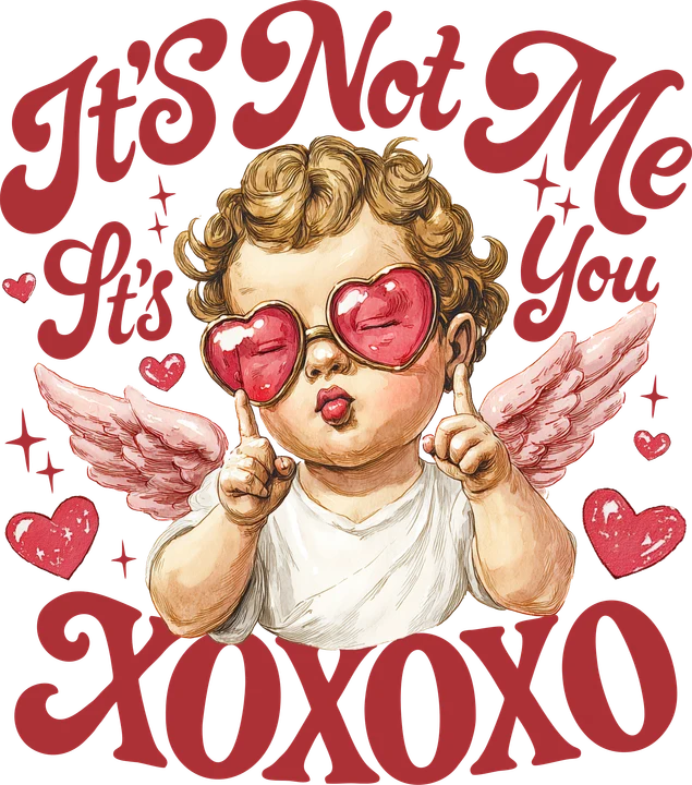 Cupid na may salamin sa hugis puso — DTF Transfer