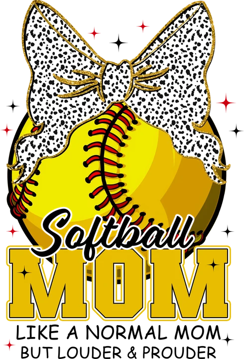 Softball Mom with Leopard Bow DTF Transfer