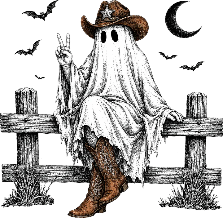 Ghost Cowboy Peace Sign DTF Transfer
