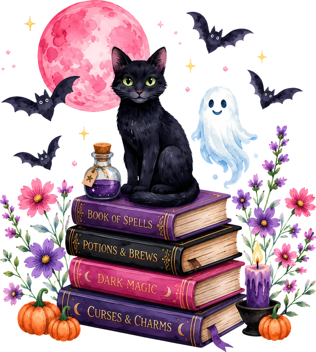 Black Cat and Ghost DTF Transfer