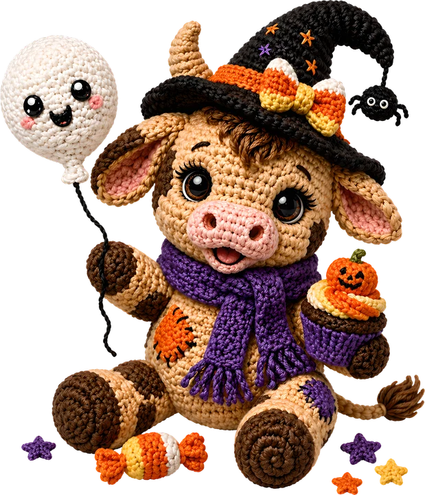 Crochet Cow Witch DTF Transfer