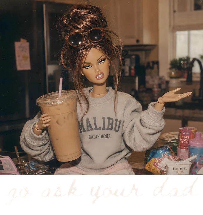 Malibu Girl with Iced Coffee DTF Transfer