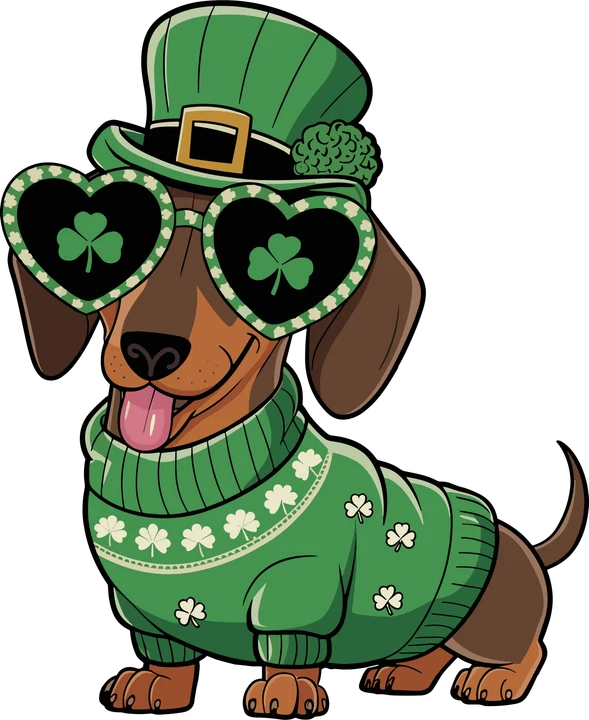 Dachshund in Shamrock Outfit DTF Transfer