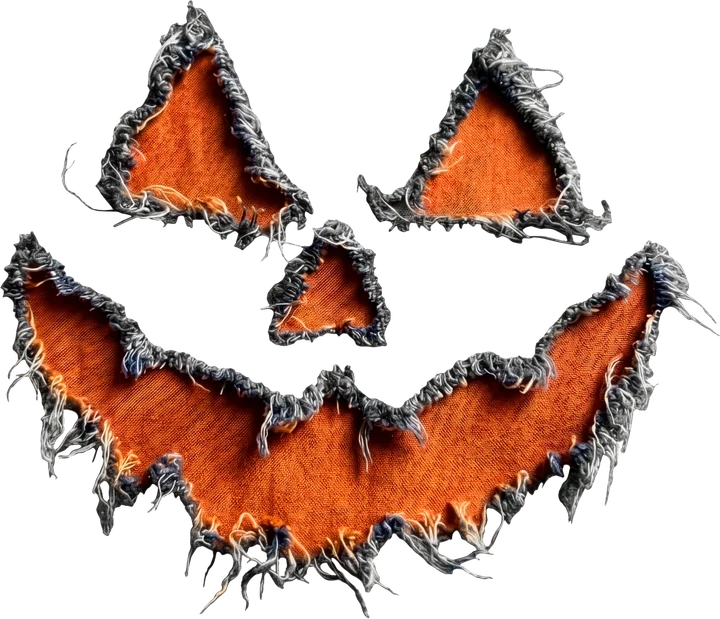 Calabaza de Halloween con tela rasgada — Transfer DTF