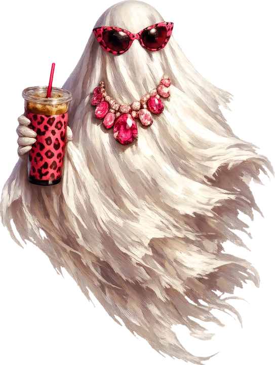 Chic Ghost with Drink DTF Transfer
