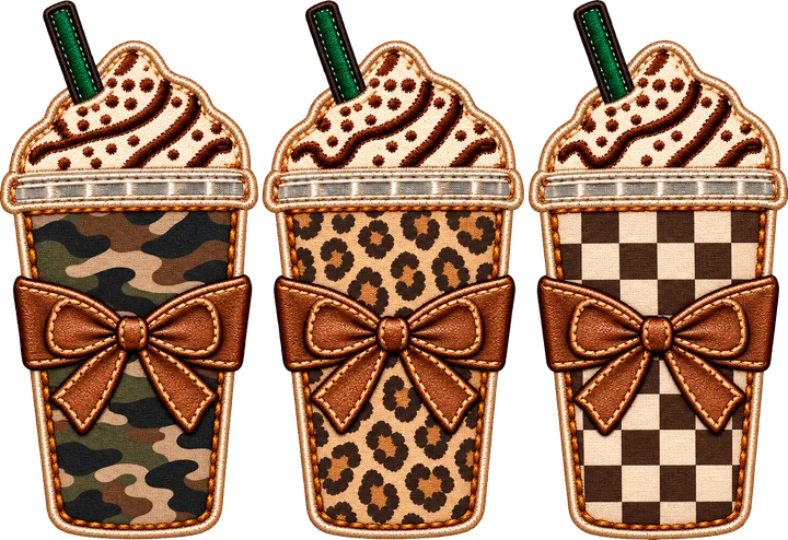 Three Patterned Coffee Cups DTF Transfer
