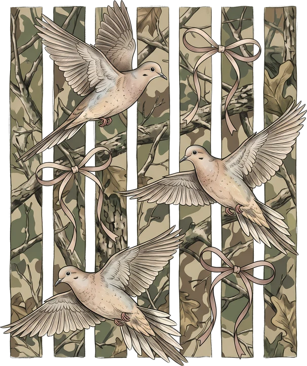 Doves Among Camo Branches DTF Transfer
