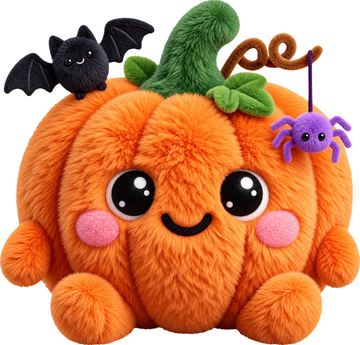 Cute Pumpkin with Bat and Spider DTF Transfer