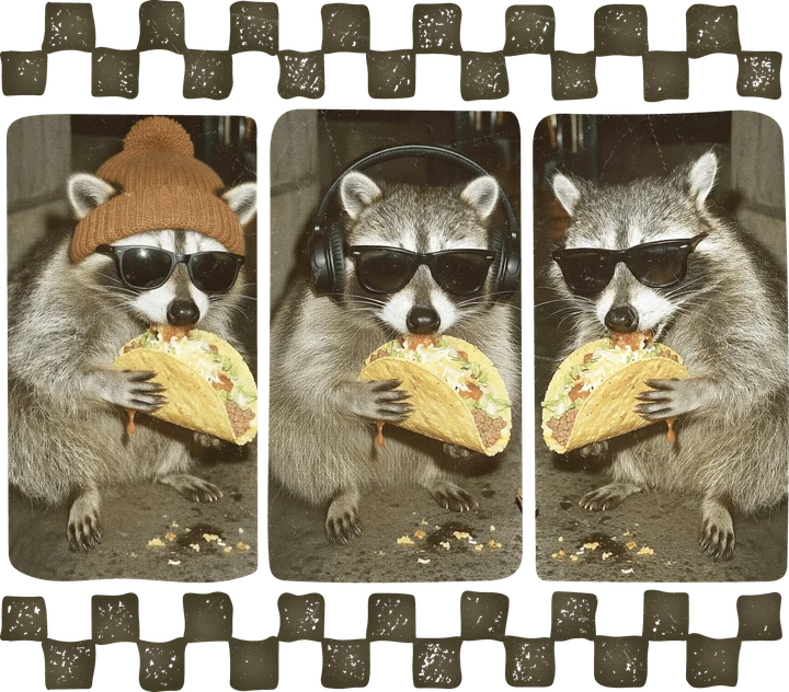 Cool Raccoon Taco Trio DTF Transfer