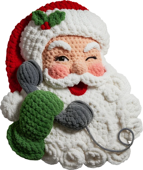 Crochet Santa with Phone DTF Transfer