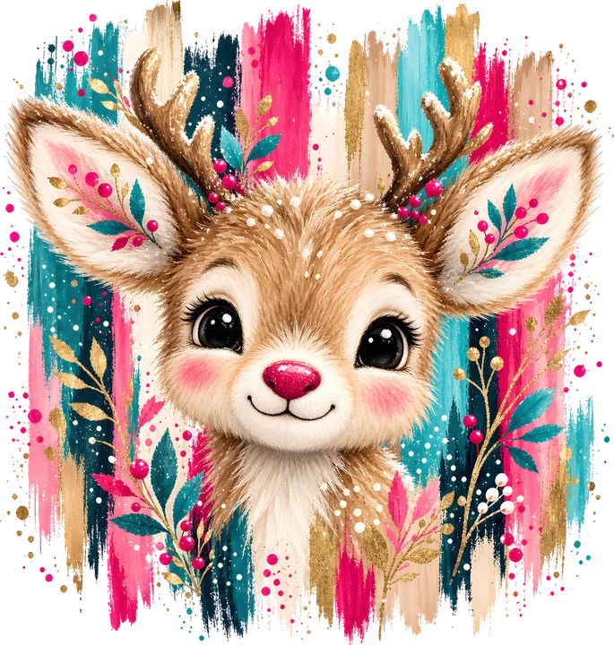 Cute Deer with Floral Antlers DTF Transfer