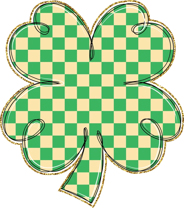 Green and Cream Checkered Shamrock DTF Transfer