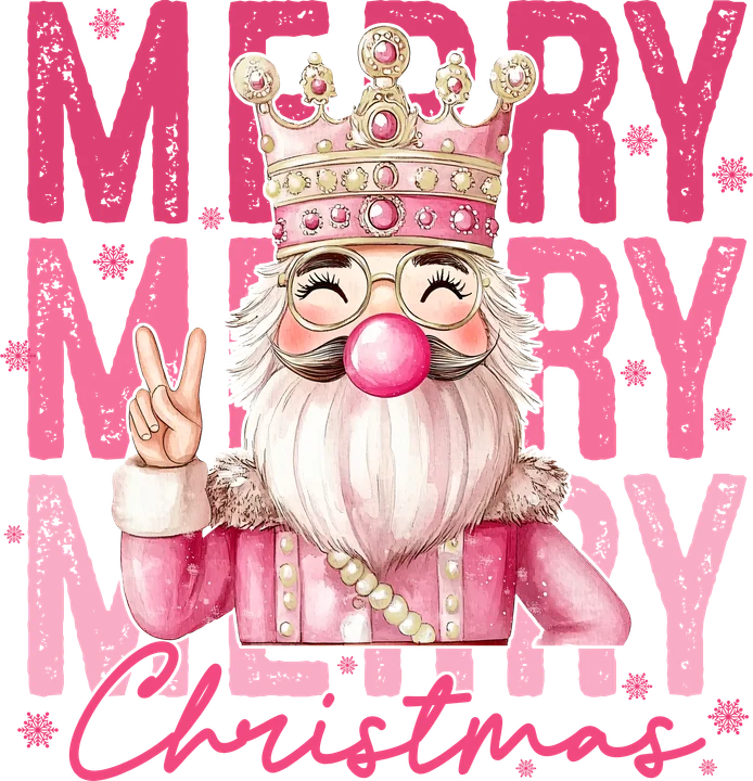Santa con corona rosa — Transfer DTF