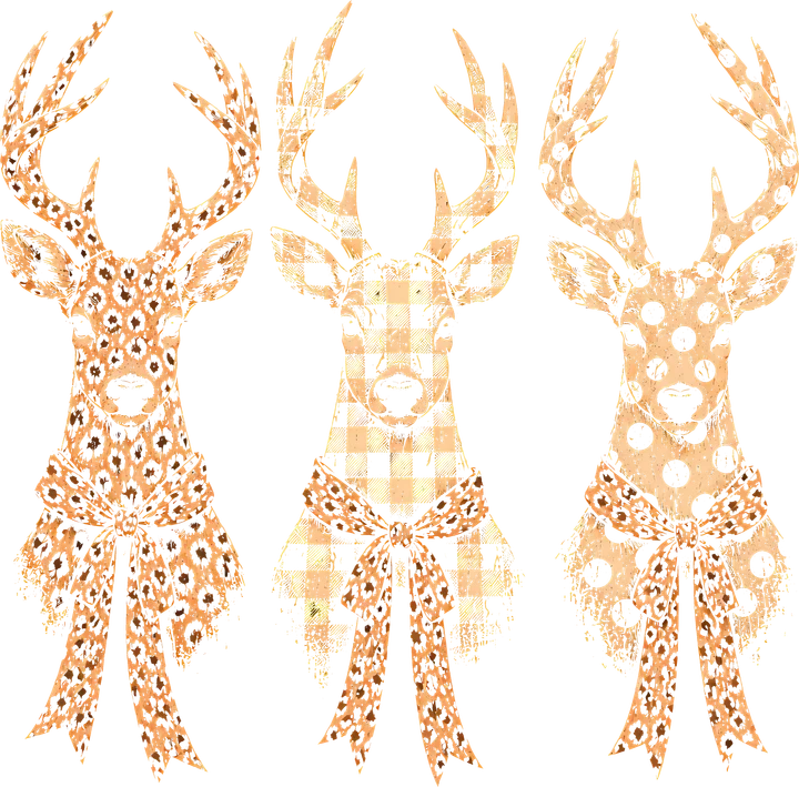Three Patterned Deer DTF Transfer