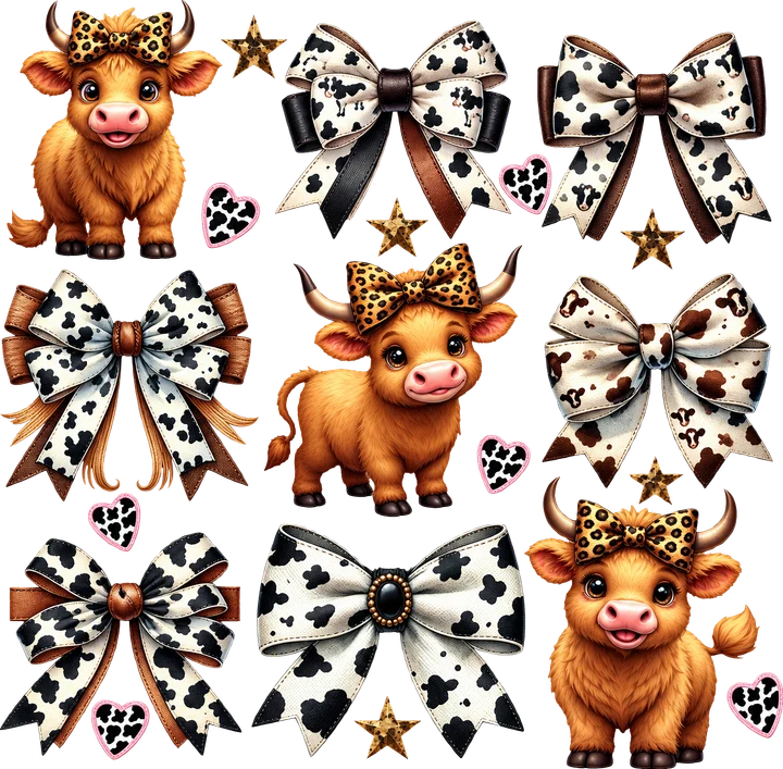 Cute Cow and Bow DTF Transfer