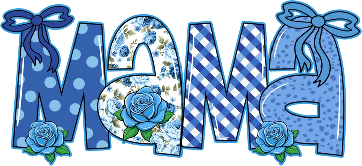 Mama Blue Floral DTF Transfer