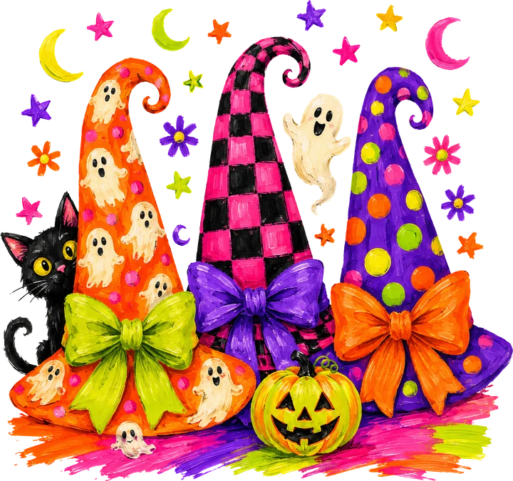 Witch Hats and Ghosts DTF Transfer