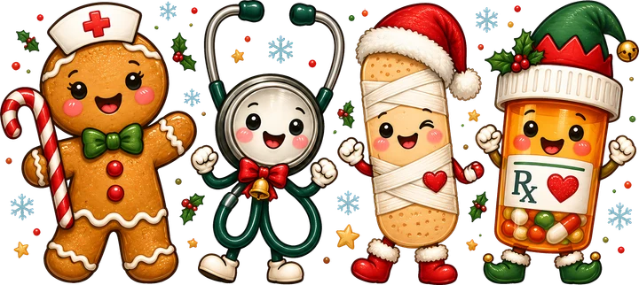 Holiday Medical Characters DTF Transfer