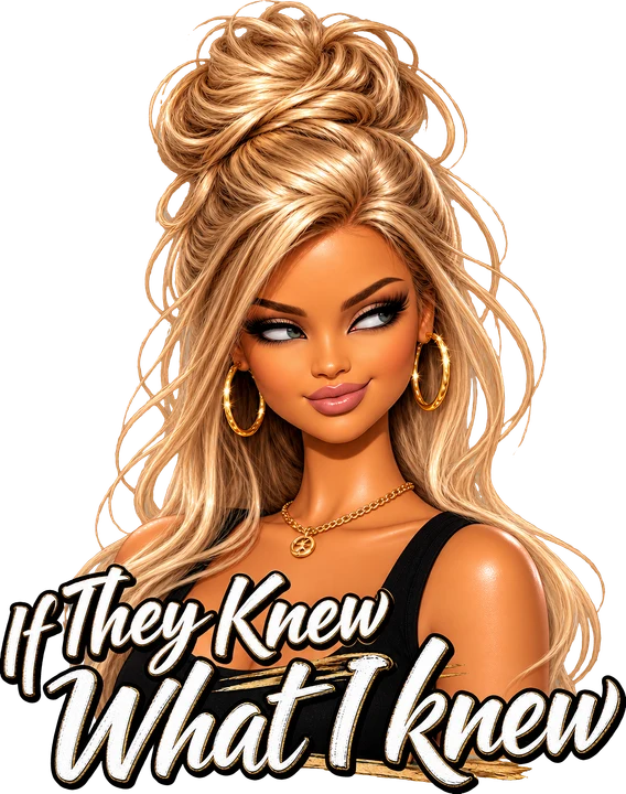 Confident Blonde with Bold Text DTF Transfer