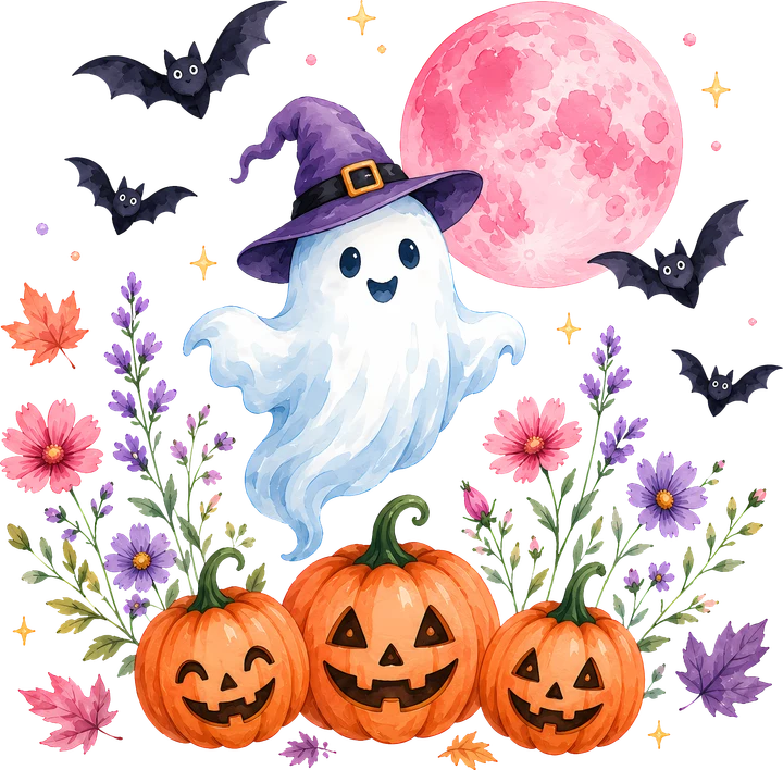Cute Ghost Witch DTF Transfer
