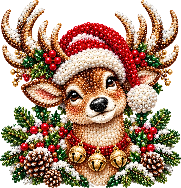 Adorable Deer in Santa Hat DTF Transfer