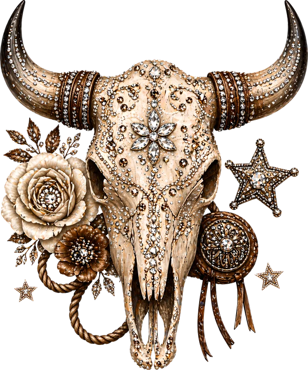 Bull Skull with Gems DTF Transfer