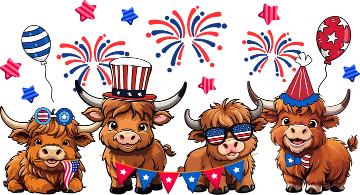 Patriotic Bull Celebration DTF Transfer