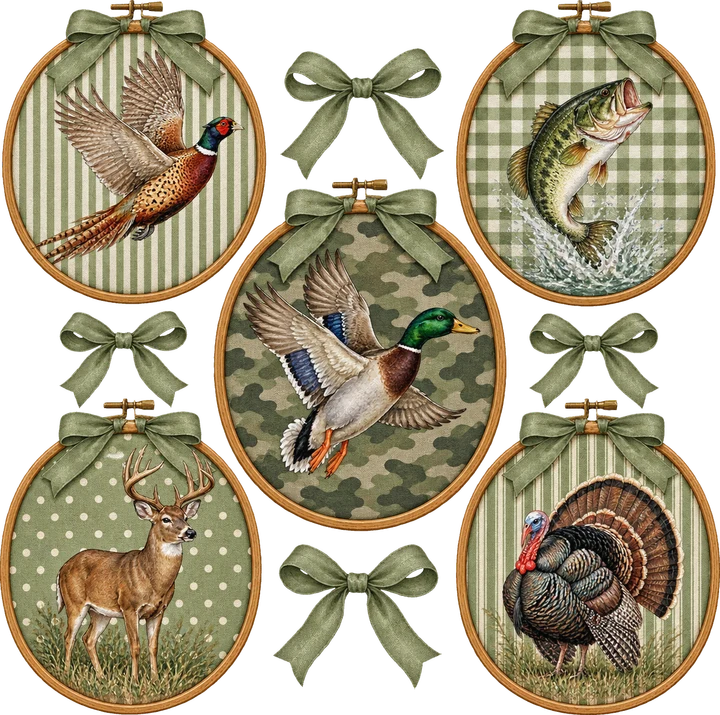 Wildlife Embroidery Hoop DTF Transfer