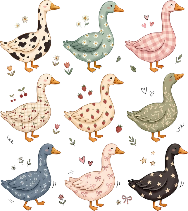 Cute Patterned birds DTF Transfer