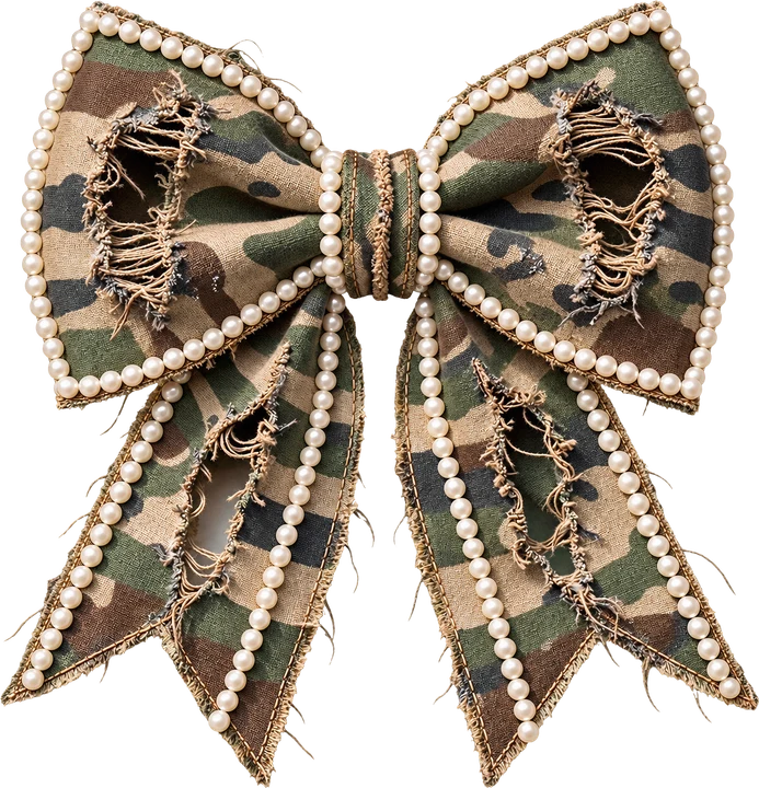 Camouflage Pearl Bow DTF Transfer