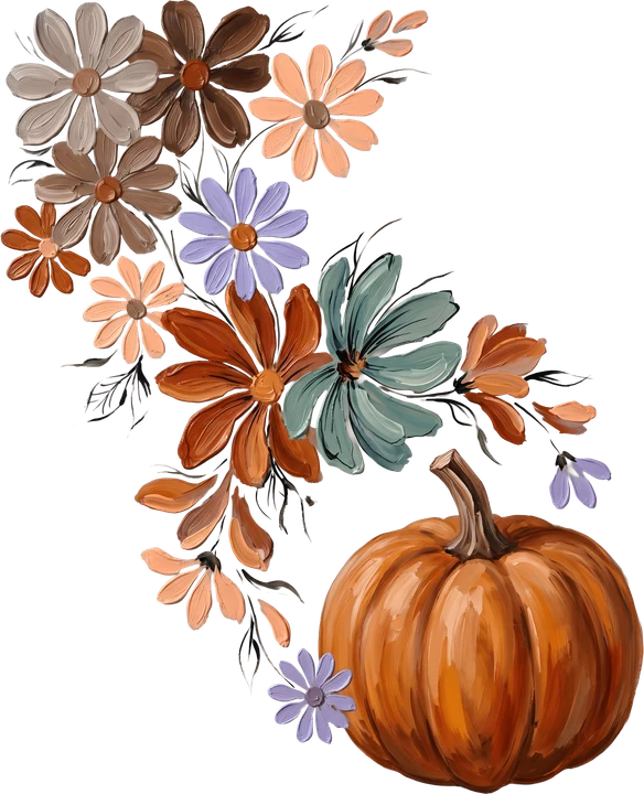 Autumn Floral Pumpkin DTF Transfer