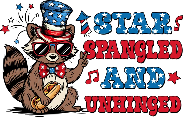 Isang raccoon na nakasuot ng sumbrero na parang kay Uncle Sam — DTF Transfer