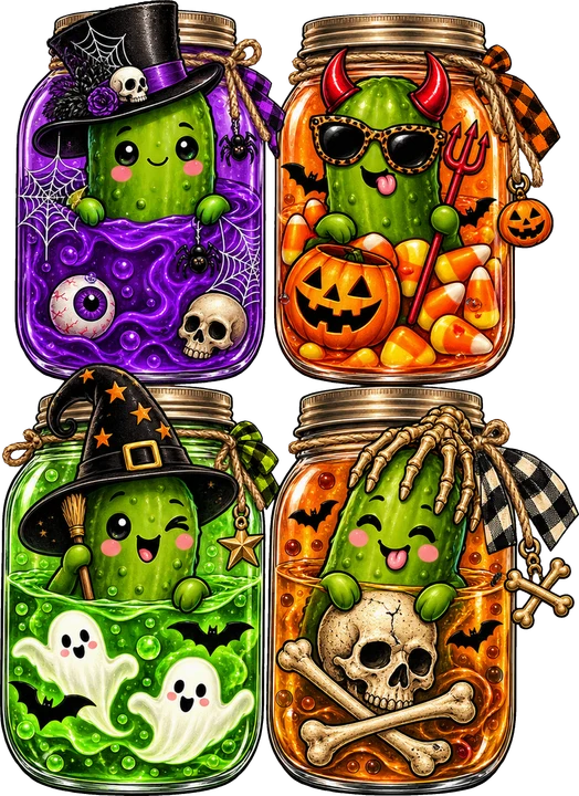 Cute Cucumber Jar Halloween DTF Transfer