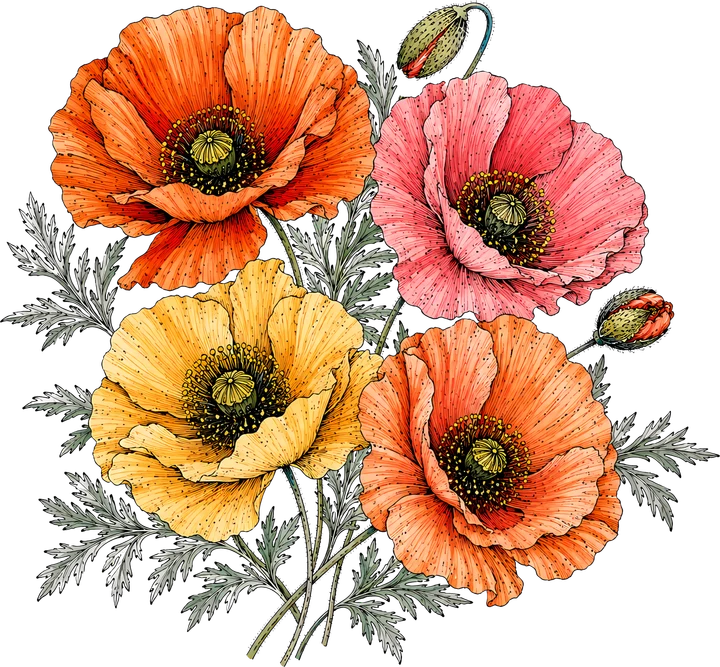 Poppy Bouquet DTF Transfer