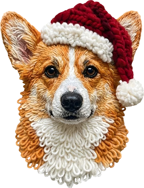 Corgi in Santa Hat DTF Transfer