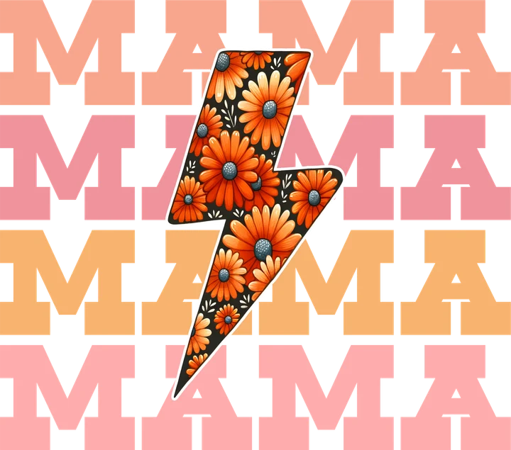 Floral Lightning Bolt DTF Transfer
