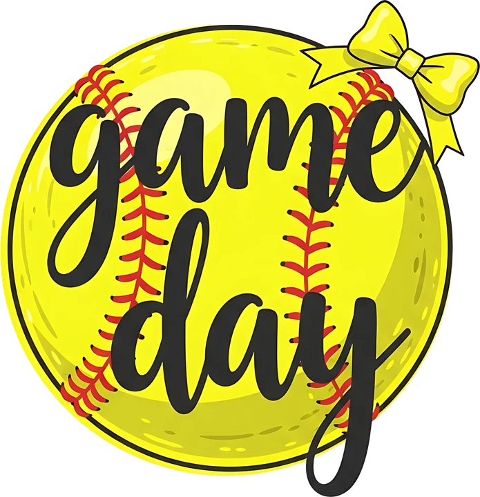 Softball Game Day with Yellow Bow DTF Transfer