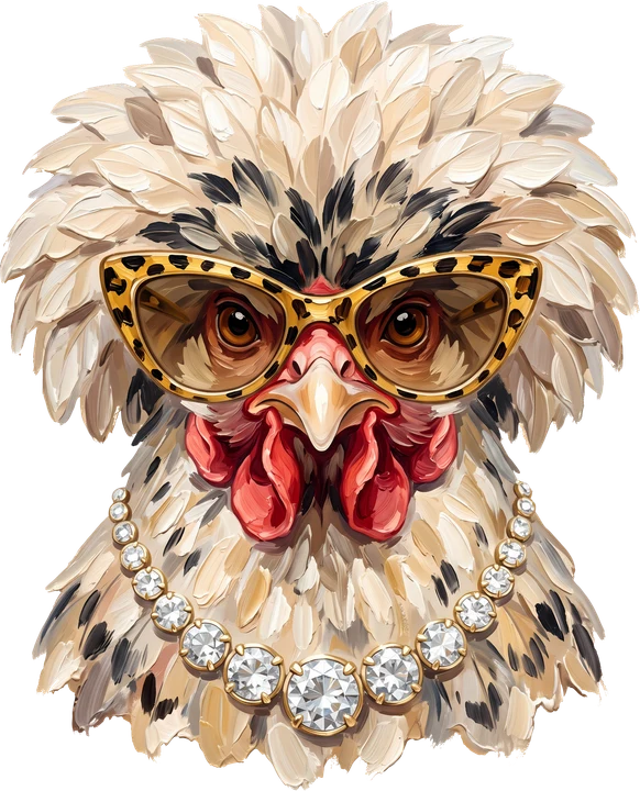 Chic Rooster with Leopard Glasses DTF Transfer