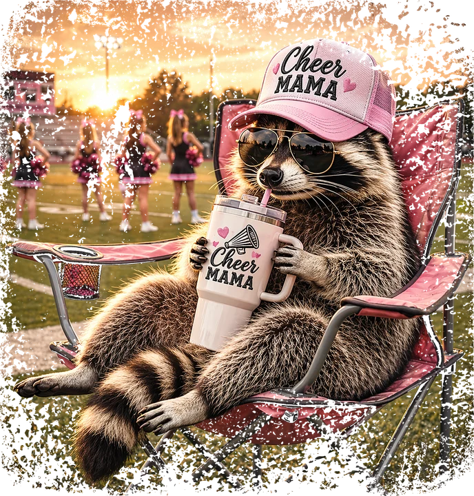 Raccoon Cheer Mama DTF Transfer