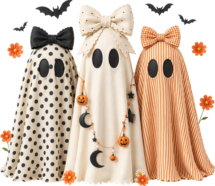 Cute Ghosts with Bowties DTF Transfer