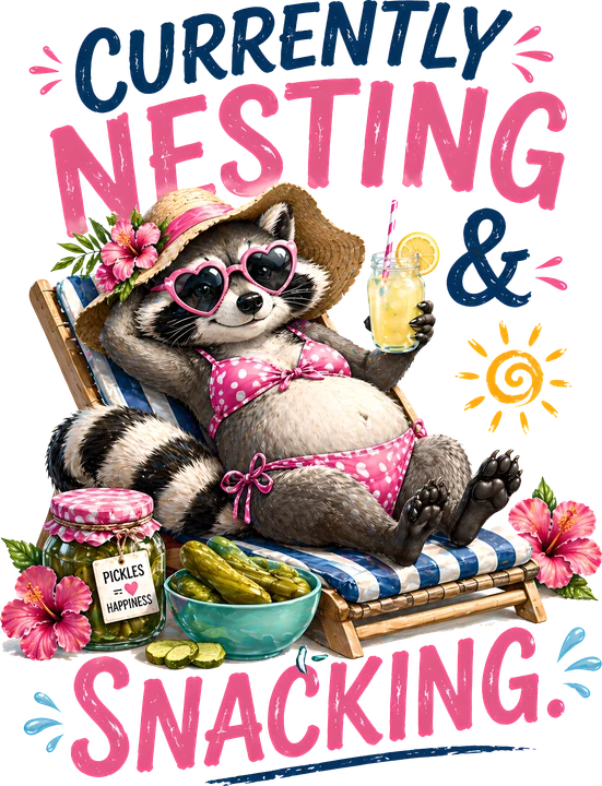 Raccoon Currently Nesting & Snacking DTF Transfer