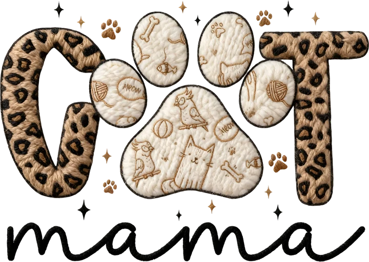Cat Mama with Paw Print DTF Transfer