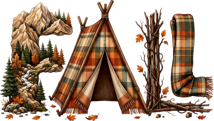 Autumn Campfire Scene DTF Transfer