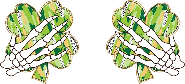 Skeletal Hand on Shamrock DTF Transfer