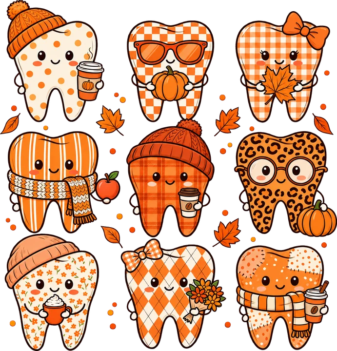 Cute Teeth in Autumn DTF Transfer